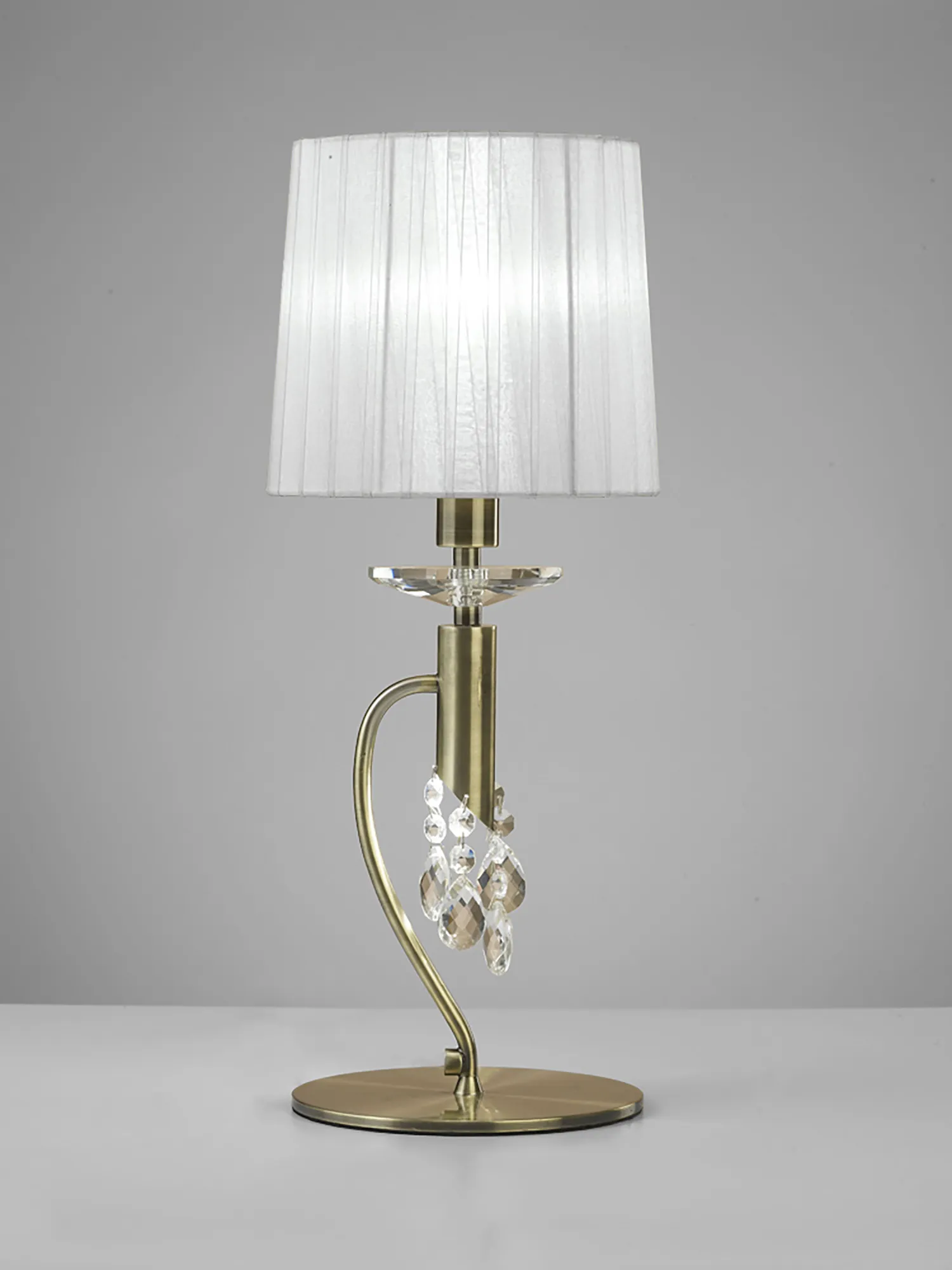 Tiffany Antique Brass-White Crystal Table Lamps Mantra Shaded Table Lamps